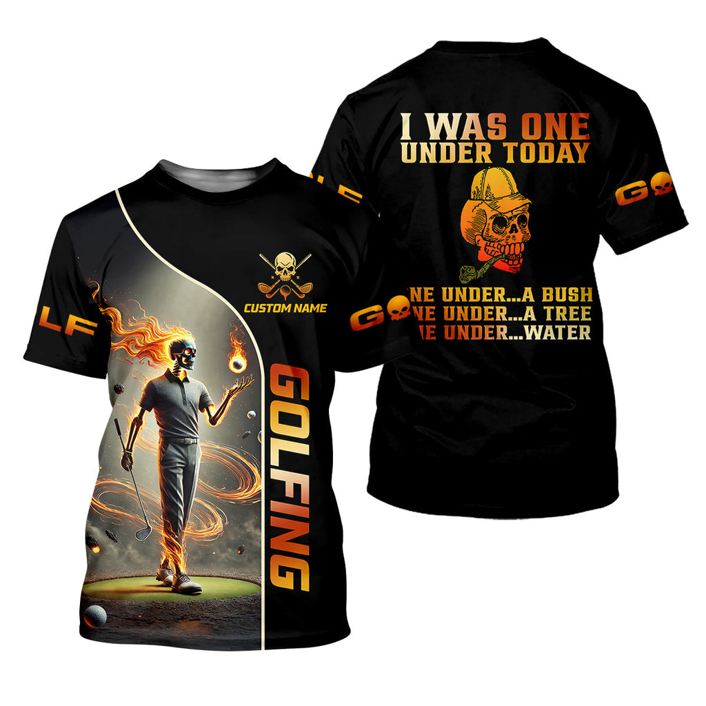 I Was One Under Today Custom Men's Golf Polo ShirtFunny Skull Golf Shirt, Dad Golf Gift