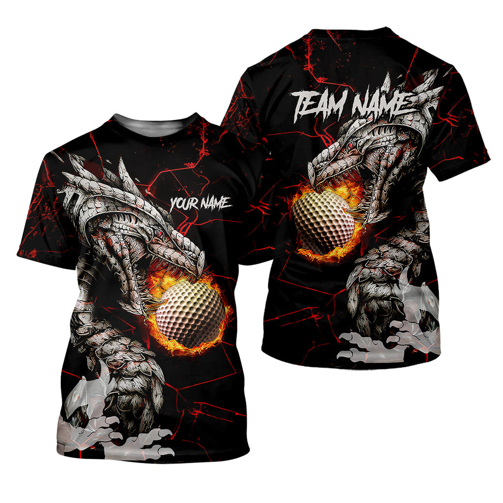 Flaming Dragon Custom Golf Polo ShirtDad Golf Gift, Golf Lover Gifts