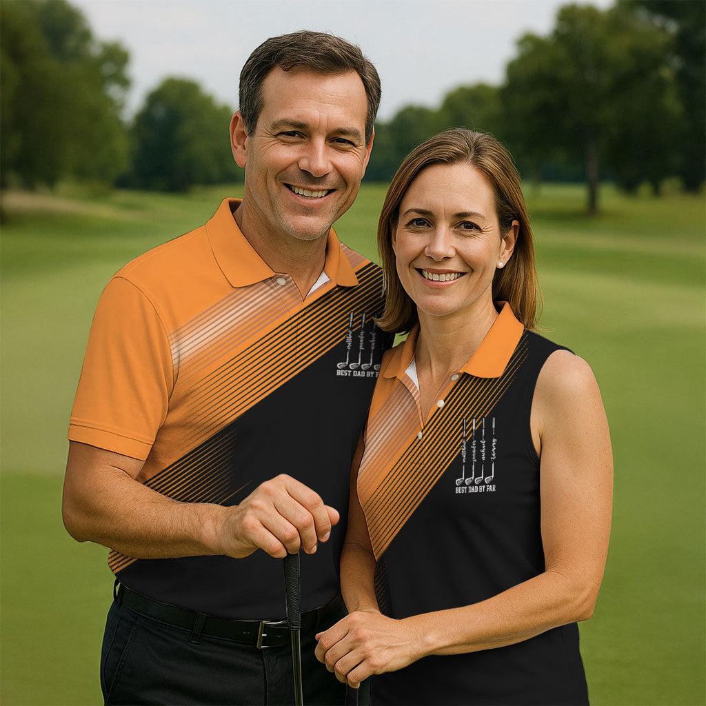 Best Dad By Par Diagonal Striped Father's Day Golf Shirt, Golf Gift For Dad, Polo Shirts For Men