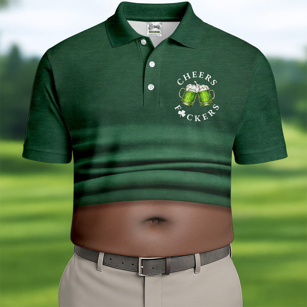 St Patrick's Day Cheers Men's Funny Golf Shirts, Polo Shirts For Men, Golf Shirts For Men