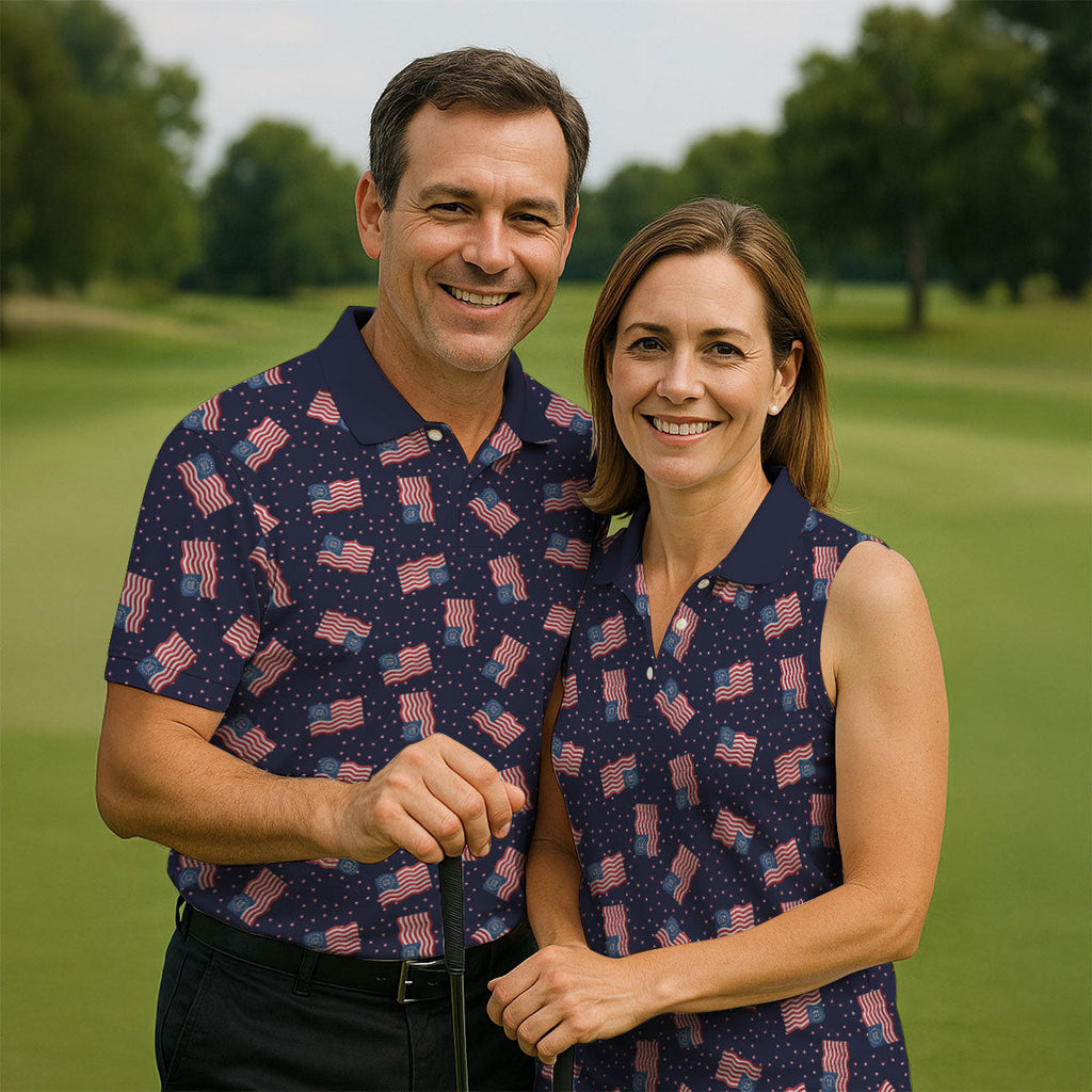 250th Anniversary Waving Flags Patriotic Golf Shirt, 4th Of July Golf Shirts For Men