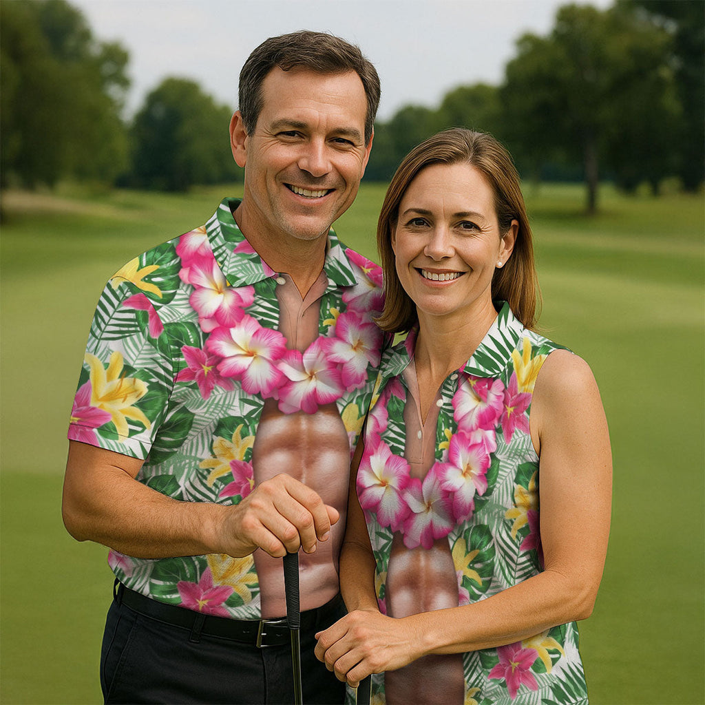 Muscle Costume Hawaiian Golf Shirt, Men's Funny Golf Shirts, Polo ShirtFor Men