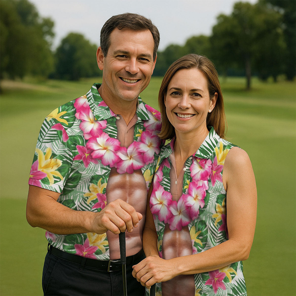 Muscle Costume Hawaiian Golf Shirt, Men's Funny Golf Shirts, Polo ShirtFor Men