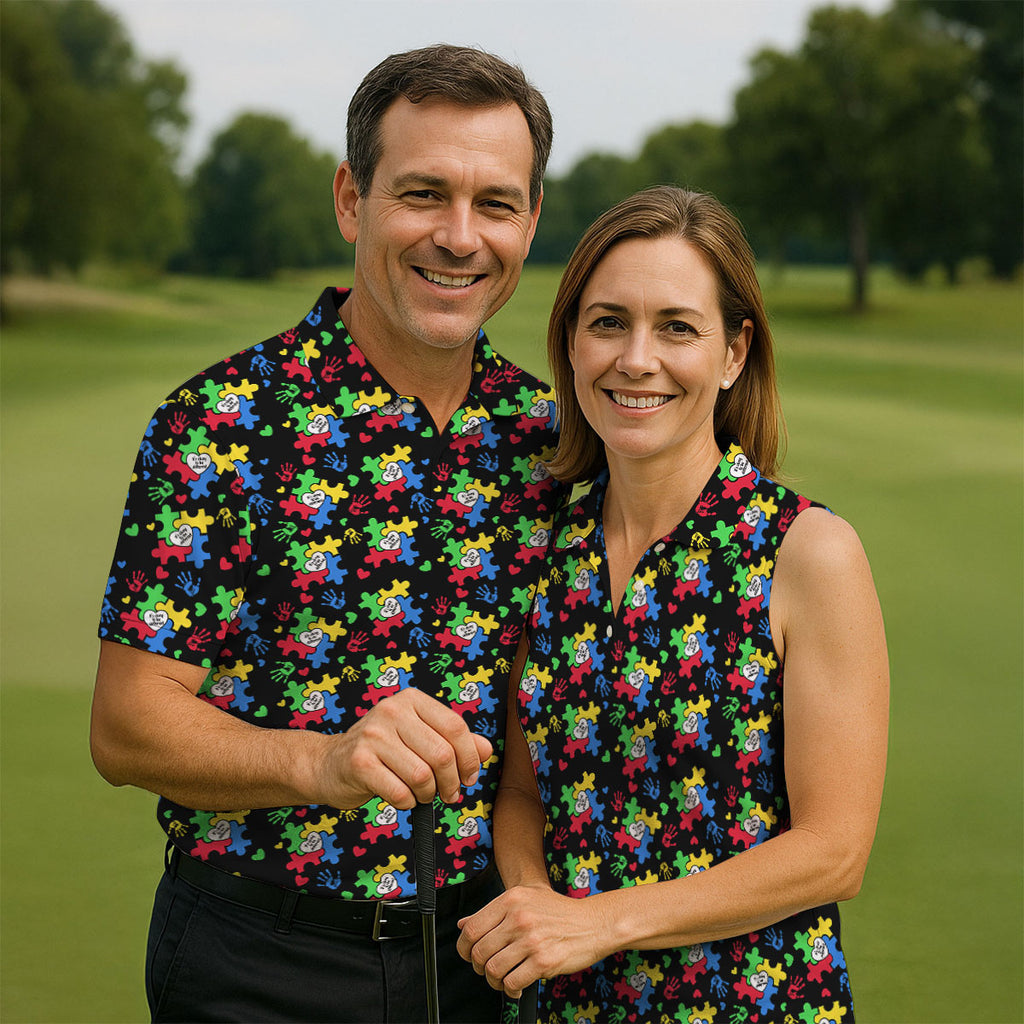 It's Okay To Be Different Autism Puzzle Golf Tops For Men, Autism Awareness Colors Golf Shirts For Men