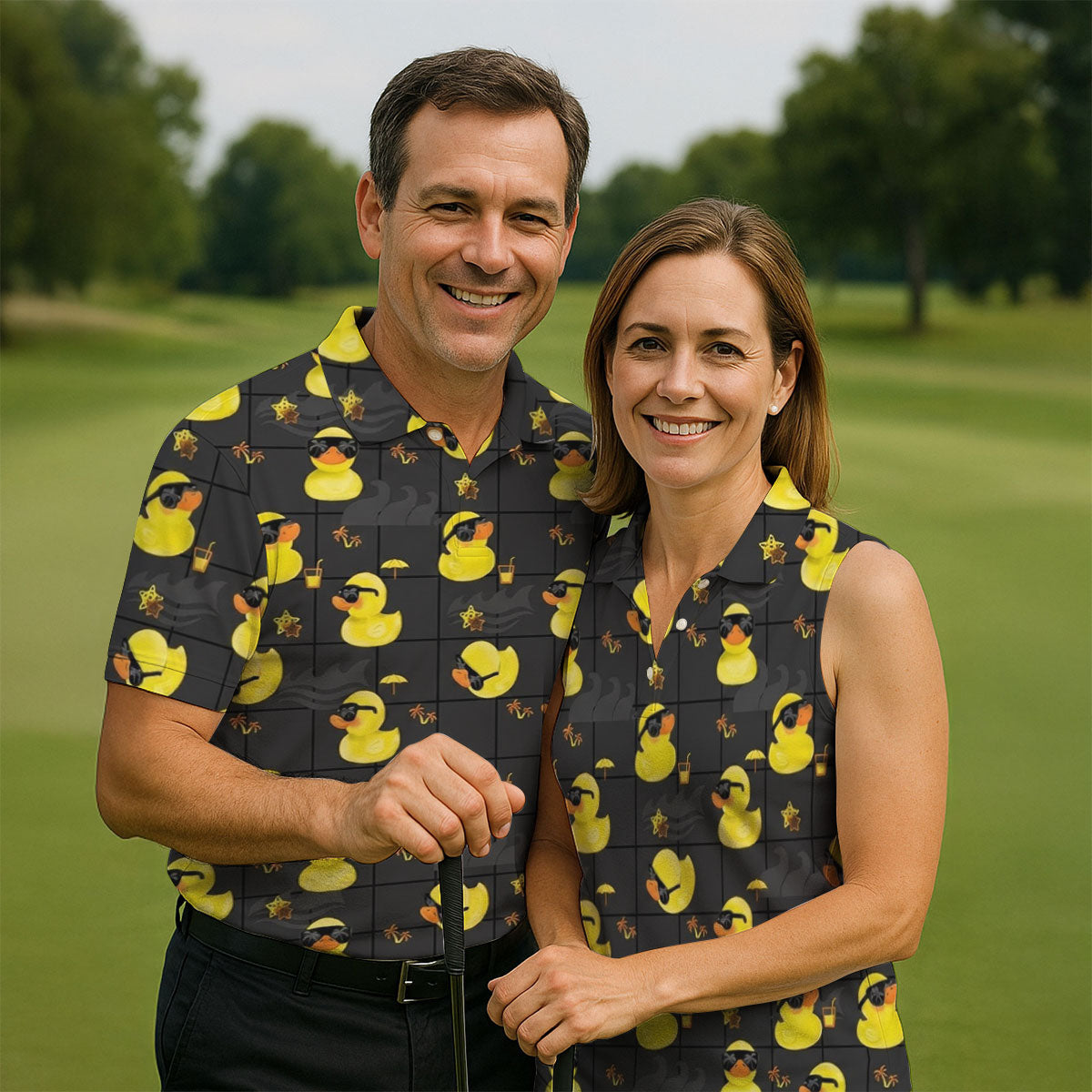 Yellow Rubber Duck Men's Funny Golf Shirts, Black Golf Shirt, Polo Shirts For Men, Golf Shirts For Men
