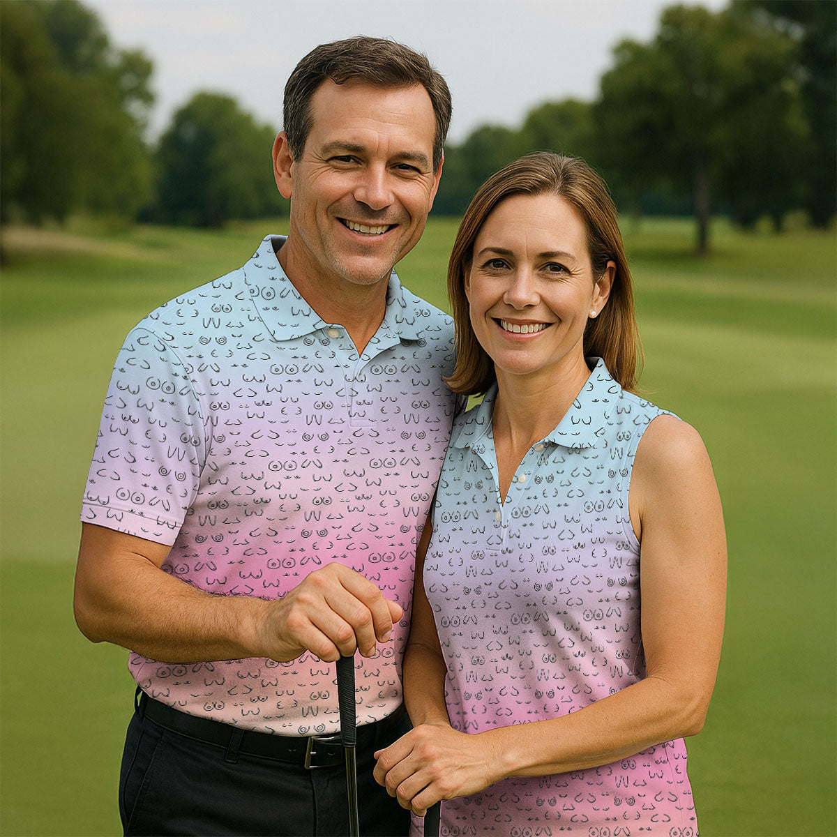 Funny Adult Humor Ombre Golf Shirt, Fun Men's Golf Polos, Polo ShirtFor Men, Golf Gift For Him