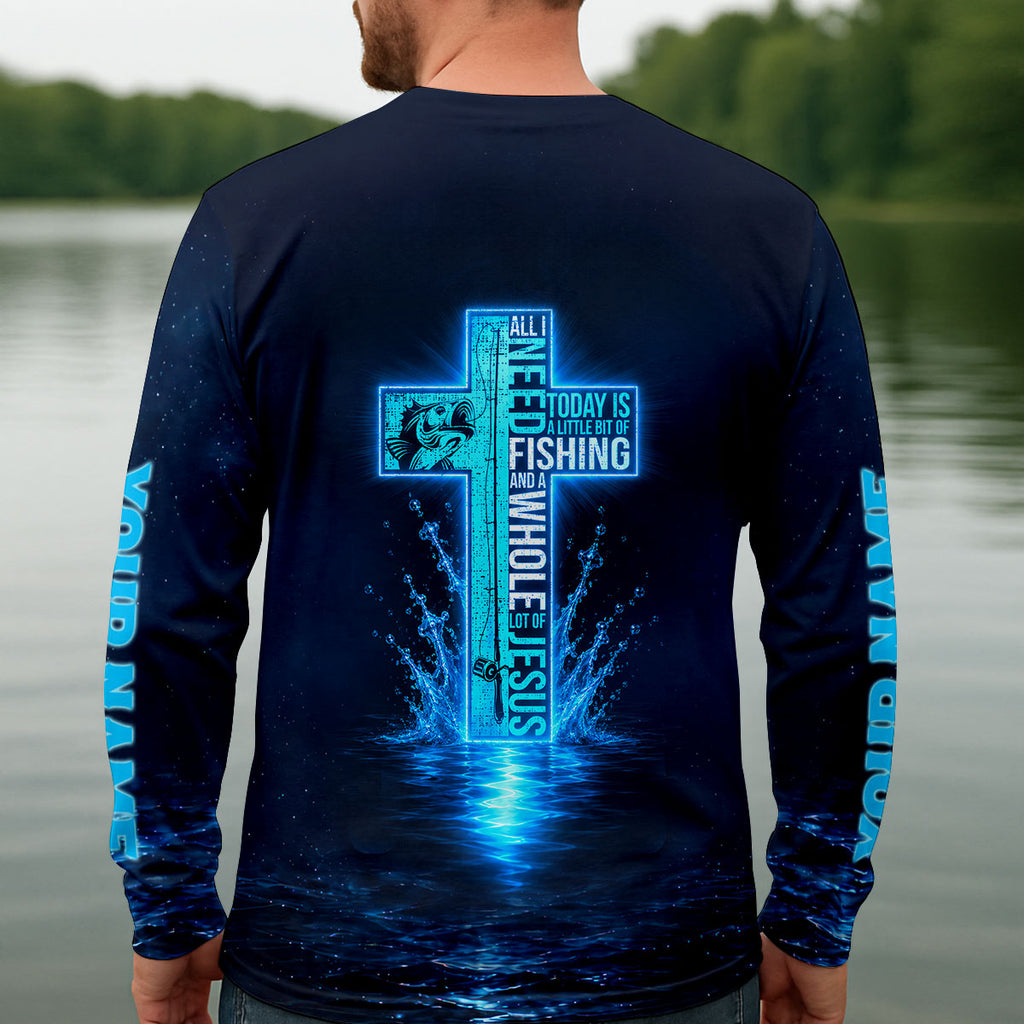 All I Need Today Is Fishing And Jesus UPF Shirt, Fishing Shirts, Mens Fishing Apparel