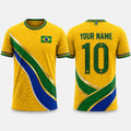 Yellow Green Brazil Fooball Shirt, V-NeckMen Football Lover, Soccer Game Day Football Gifts