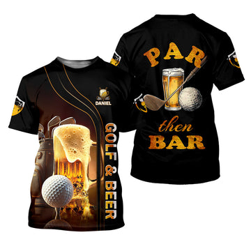 Personalized Par Then Bar Golf Shirt, Custom Name Golf and Beer Performance Tee