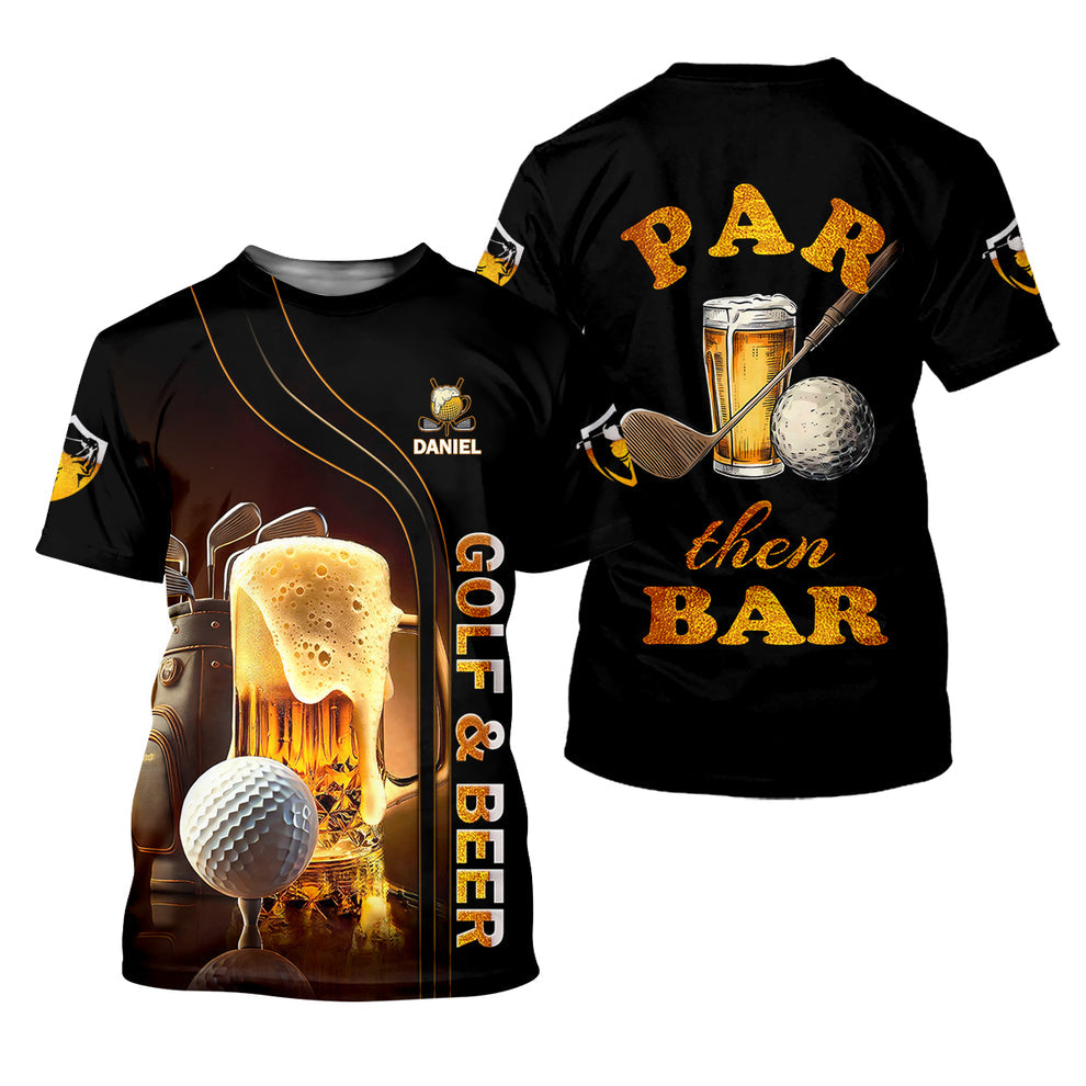 Personalized Par Then Bar Golf Shirt, Custom Name Golf and Beer Performance Tee