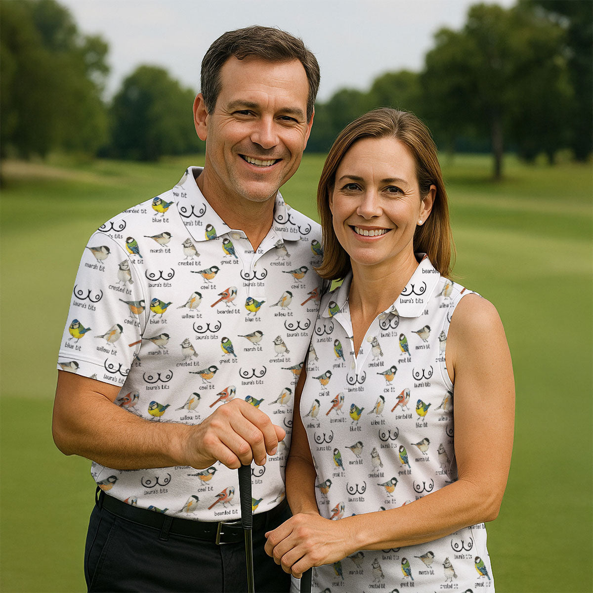 Funny Birds Adult Humor Men's Golf Shirts, Men's Funny Golf Shirts, Polo Shirts For Men
