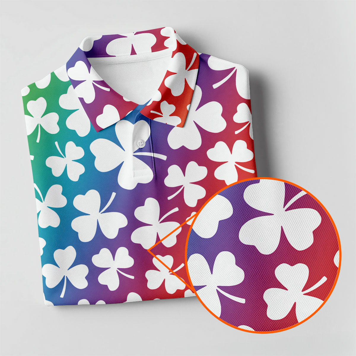 Rainbow Shamrock St Patrick's Day Golf Shirt, Golf Tops For Men, Polo ShirtFor Men, Golf Shirts For Men