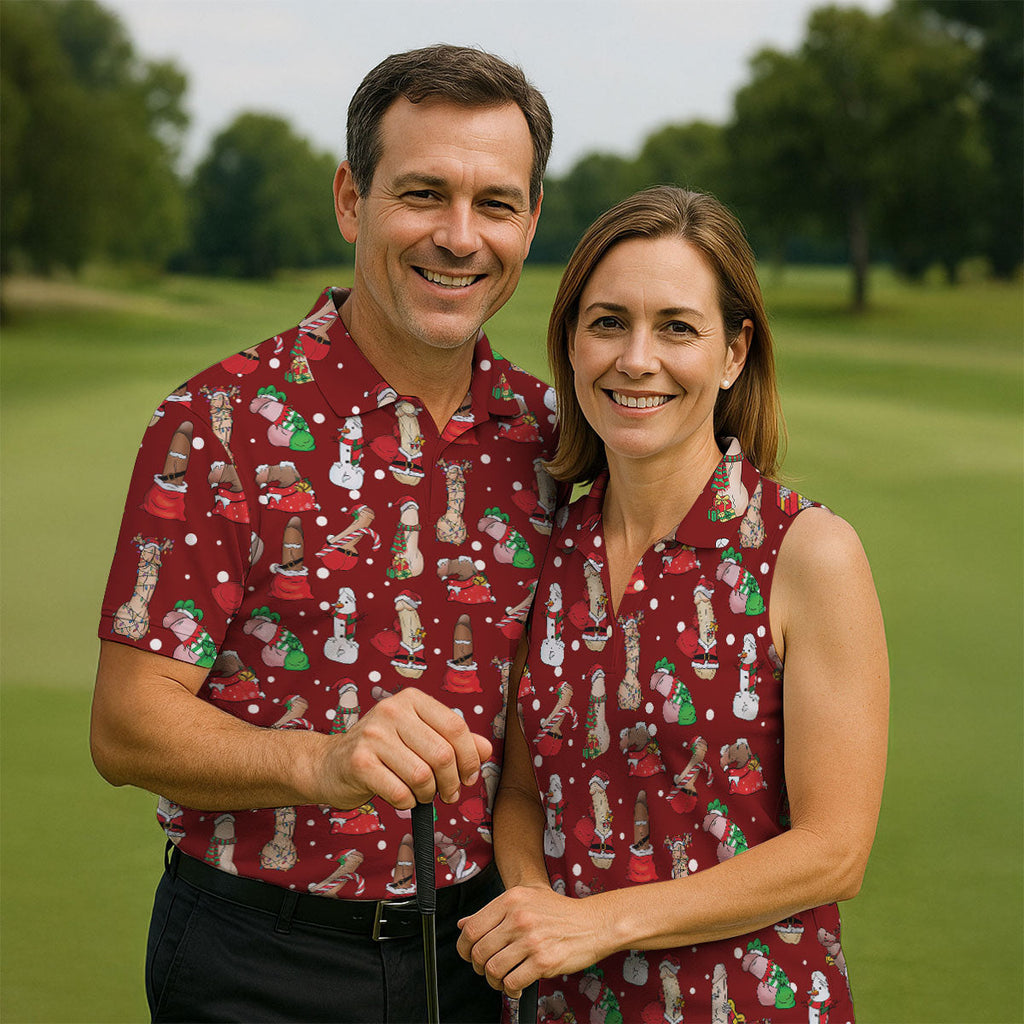 Naughty Santa Hat Christmas Polo Shirts, Unique Gift For Golfer, Polo Shirts For Men, Golf Gift For Men