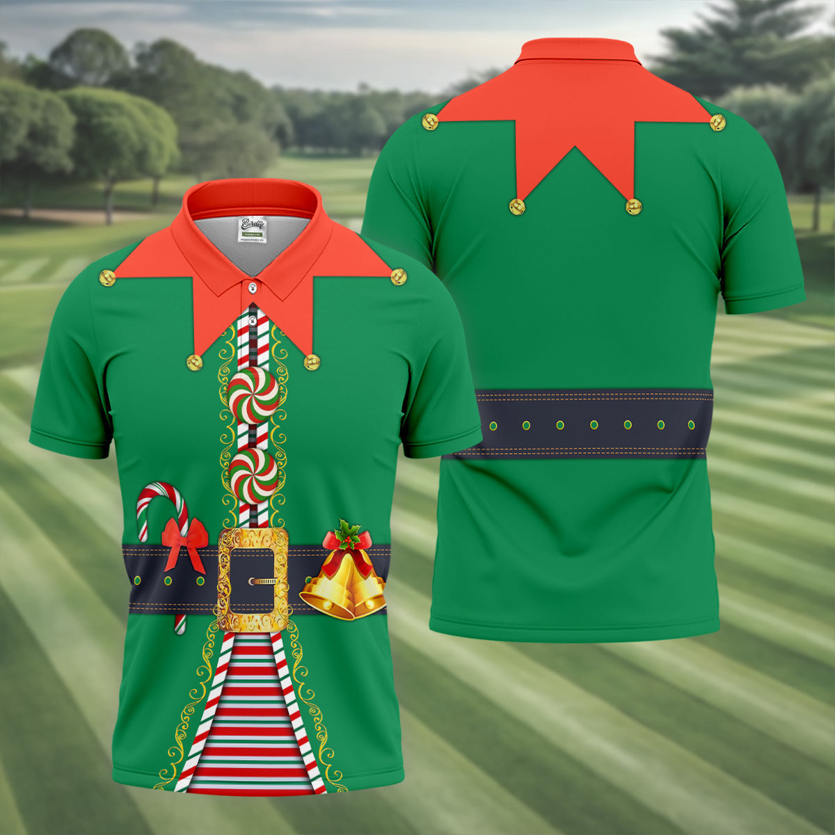 Funny Christmas Elf Golf Tops For Men, Christmas Golf Shirt, Polo ShirtFor Men, Christmas Golf Shirt