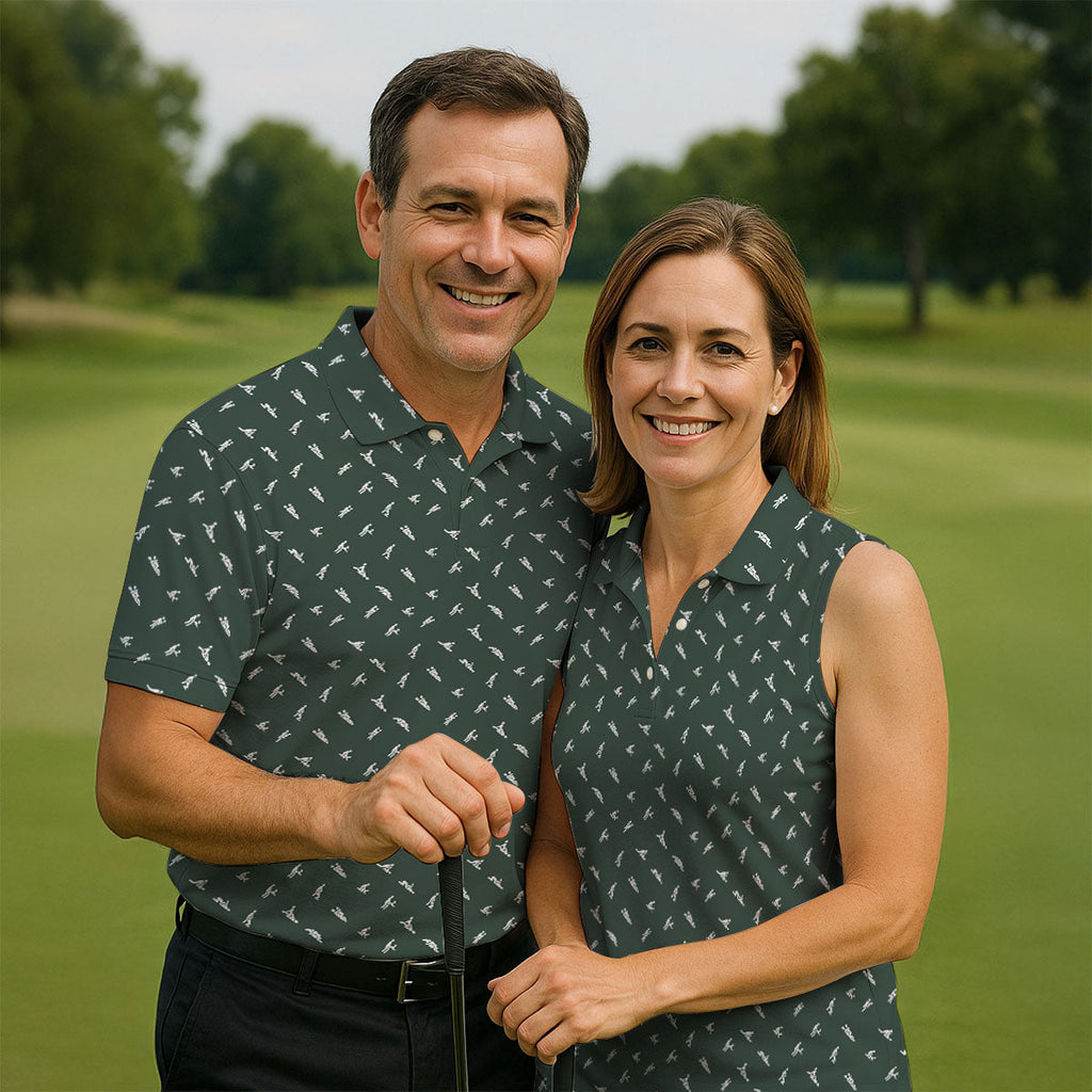 Naughty Position Dark Green Fun Golf Shirts For Men, Valentines Golf Gift, Polo ShirtFor Men, Golf Gift For Men
