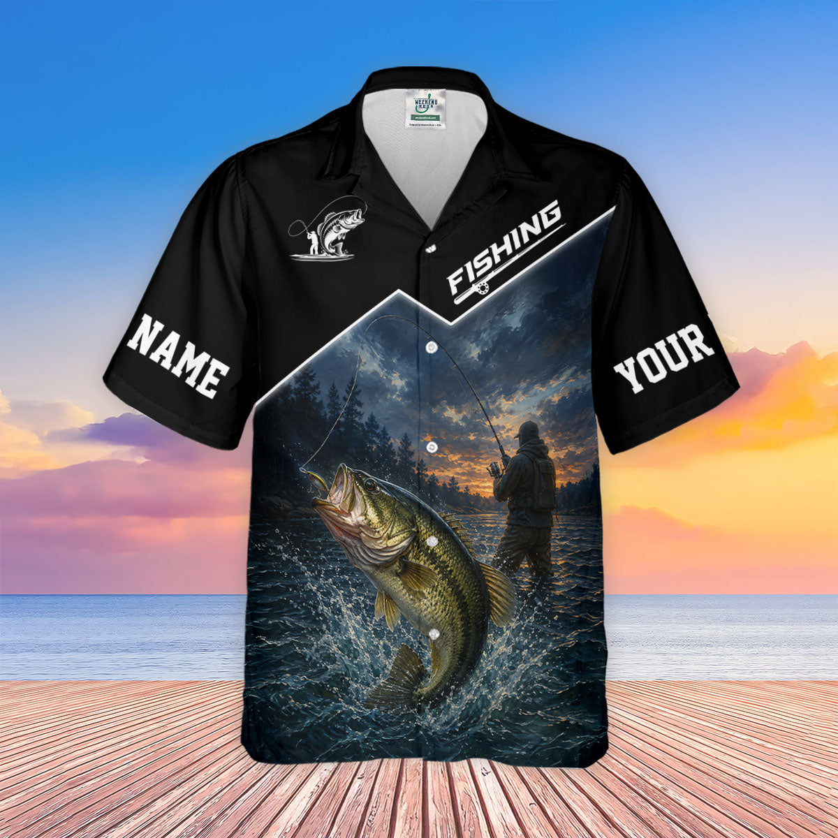 Custom Bass Fishing Lake Sunset UPF Shirt, Performance Fishing Shirt, Fishing Shirts For Women