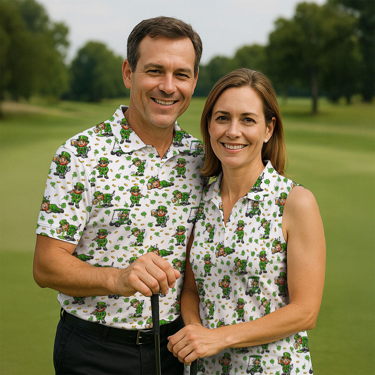 Funny Leprechaun Golf And Beer Shamrocks St Patrick's Day Golf Shirt, Golf Tops For Men, Polo For Men