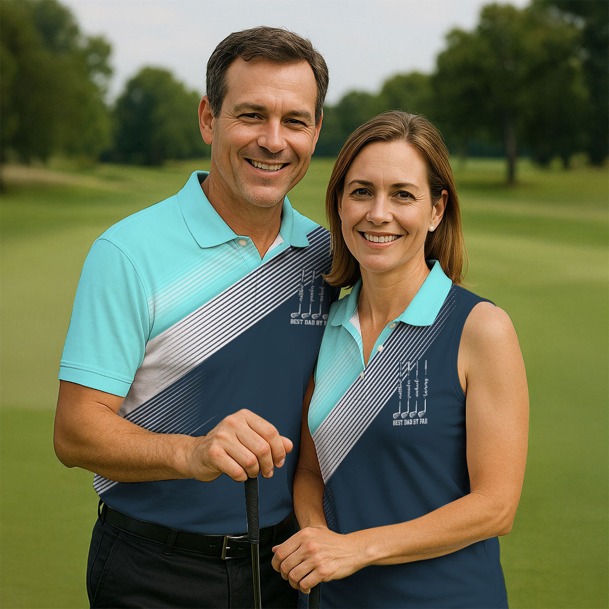 Best Dad By Par Diagonal Striped Father's Day Golf Shirt, Golf Gift For Dad, Polo Shirts For Men