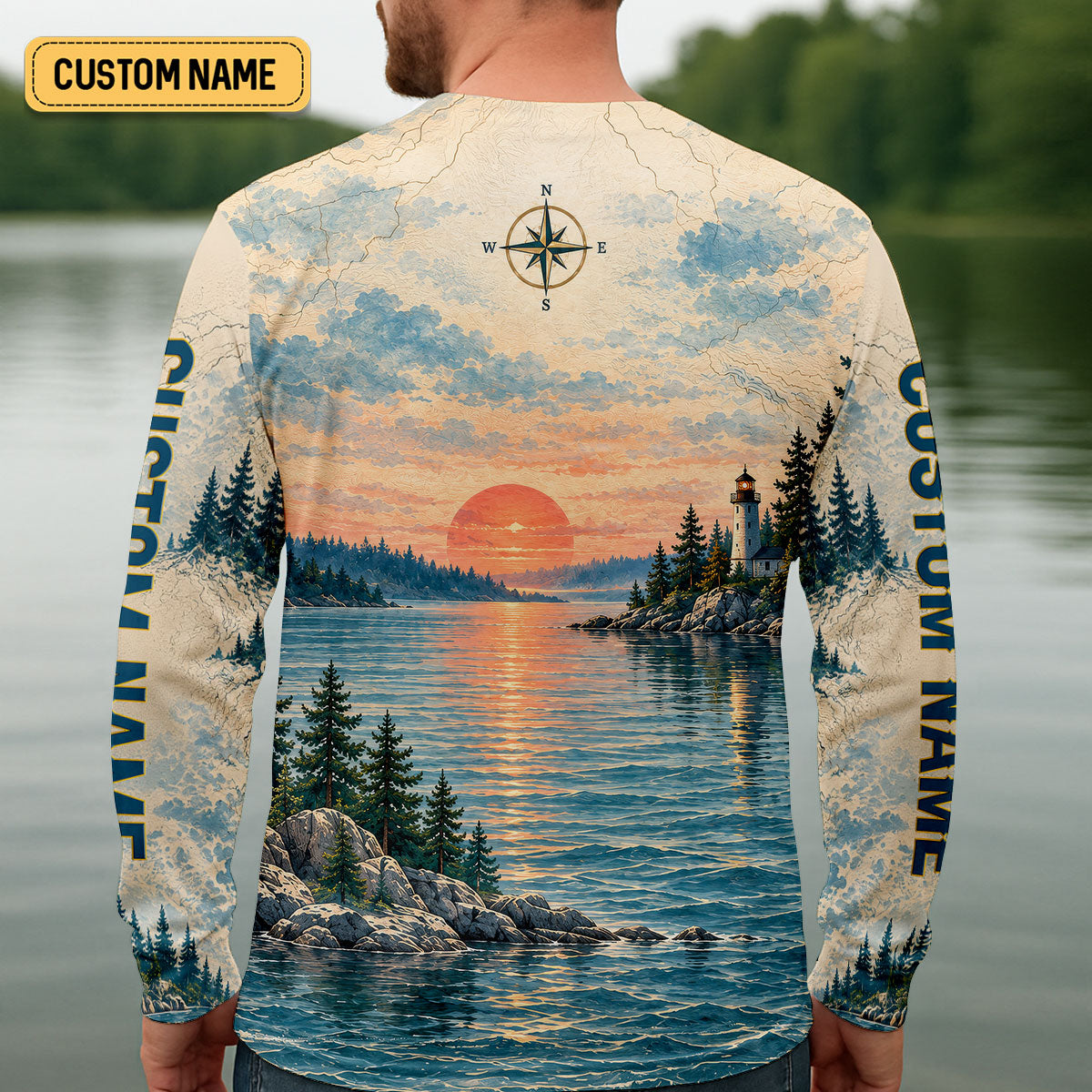 Custom Lake Ontario Great Lakes Fishing UPF Shirt, Fishing Sun Shirt, Mens Fishing Apparel