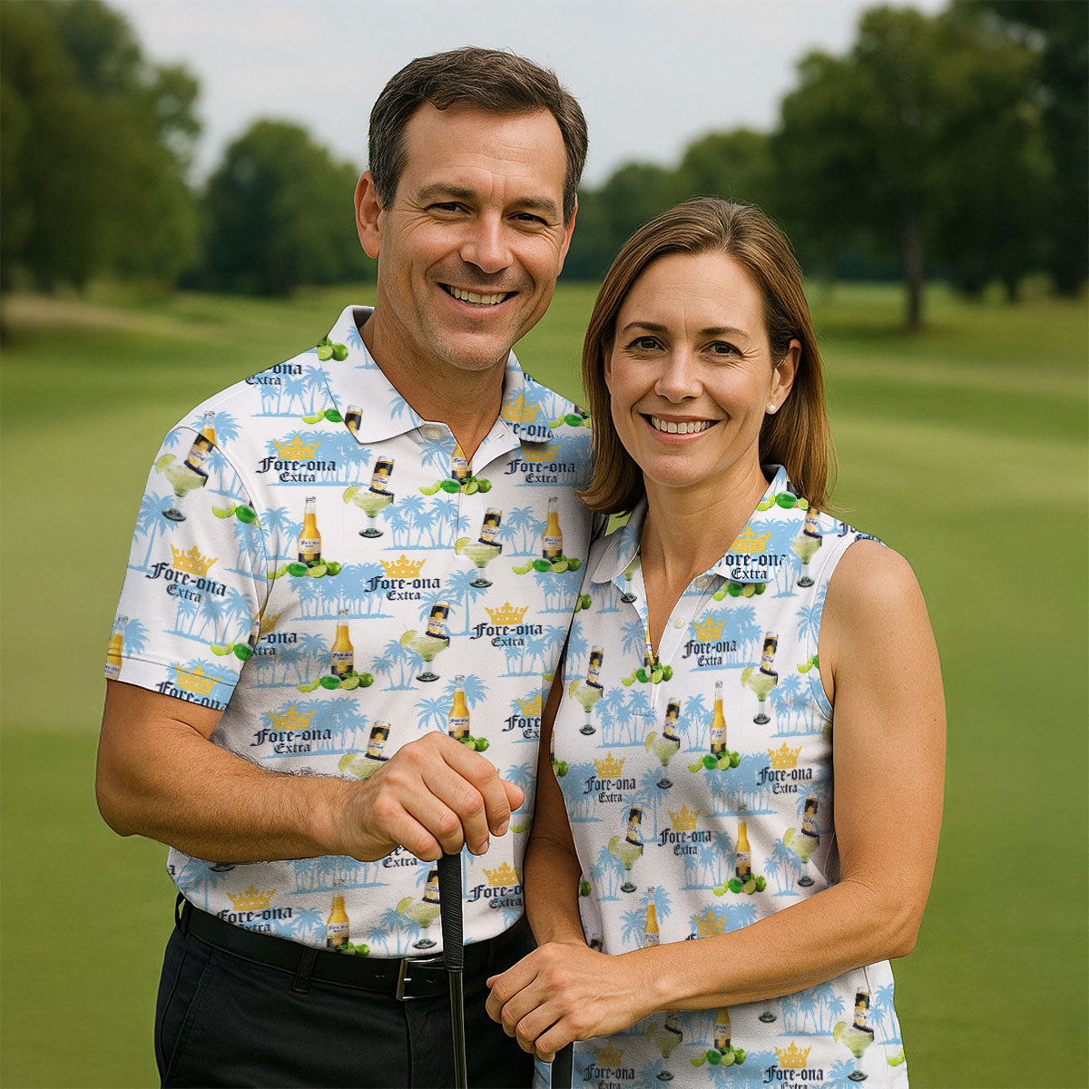 Fore-ona Extra Find Your Fairway Golf And Beer Men's Funny Golf Shirts, Golf Shirts For Men
