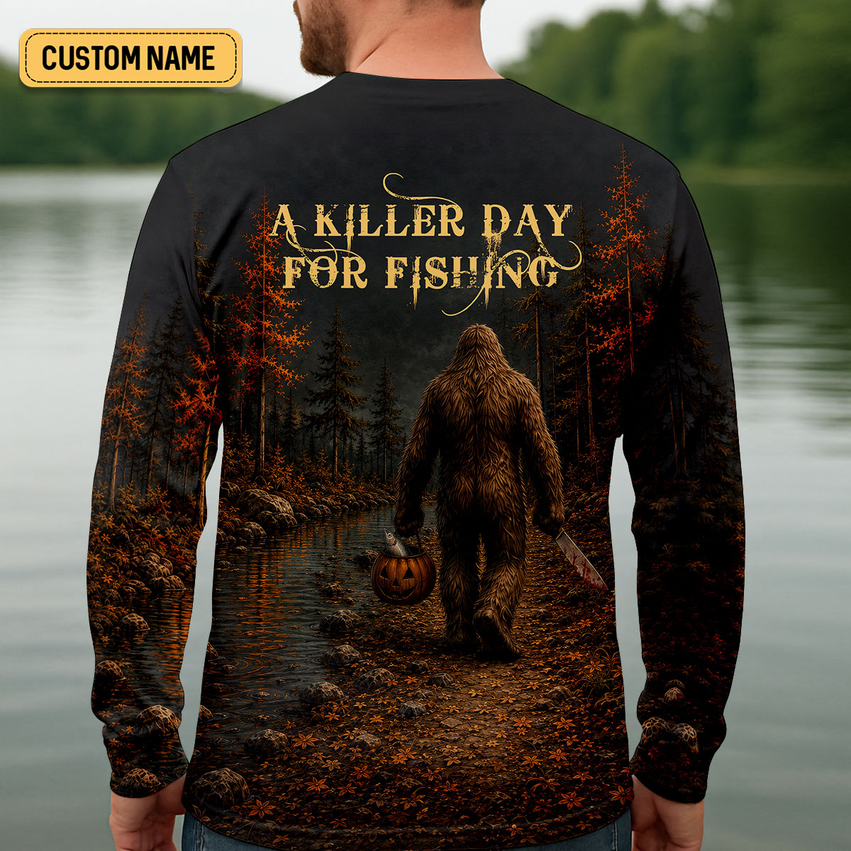 A Killer Day For Fishing Custom Halloween UPF Shirt, Funny Fishing Shirt, Fishing Shirts For Men