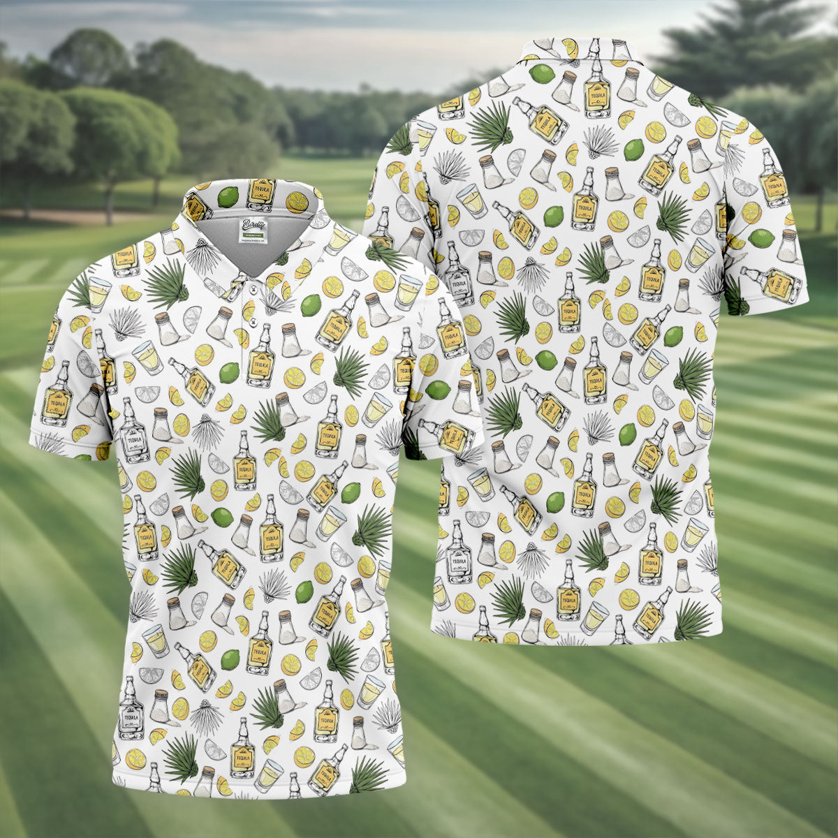 Tequila Lime Salt Cinco De Mayo Celebration Golf Tops For Men, Drinking Party Polo Shirts For Men