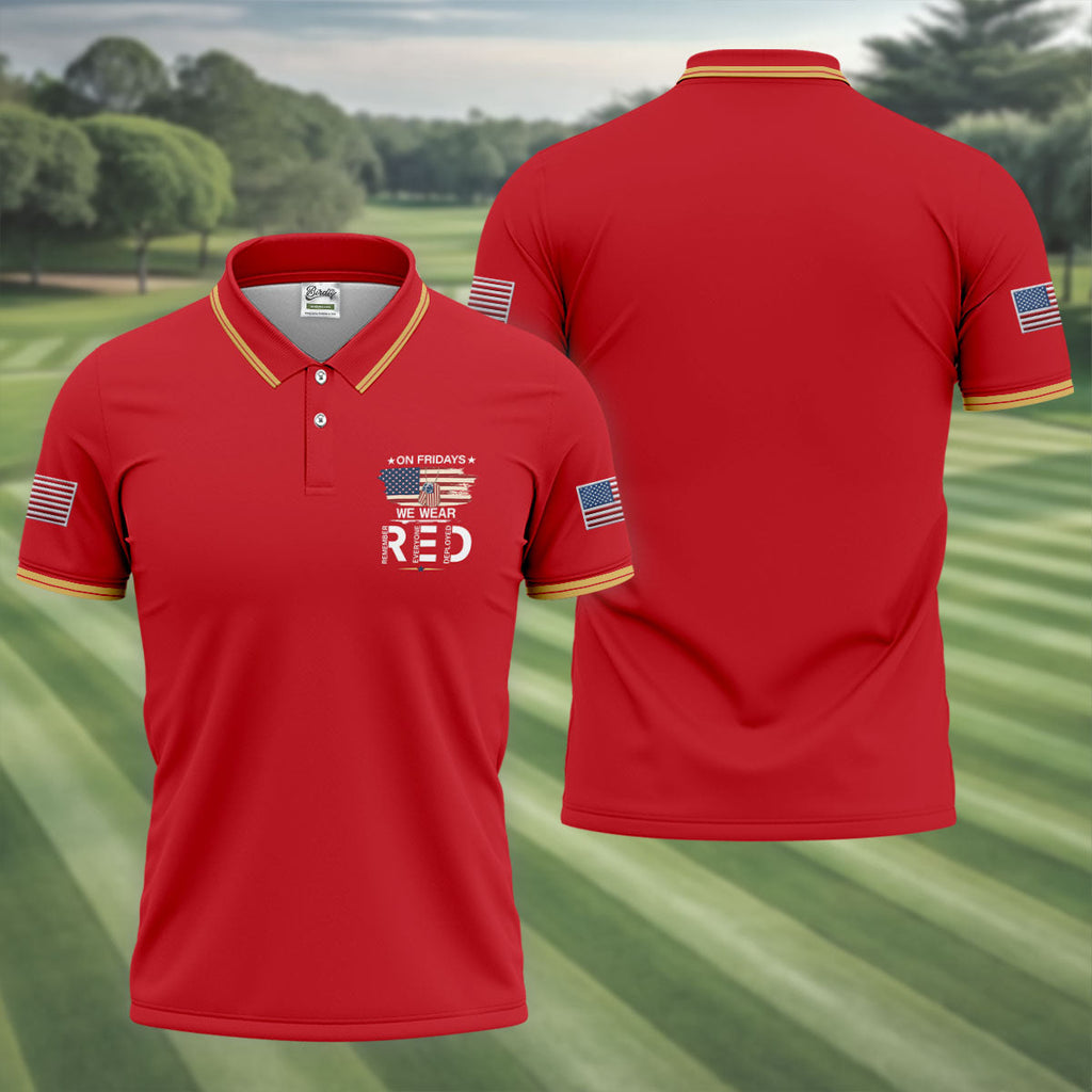 On Friday We Wear Red 250 Years Golf Tops For Men, Patriotic Father's Day Golf Shirt