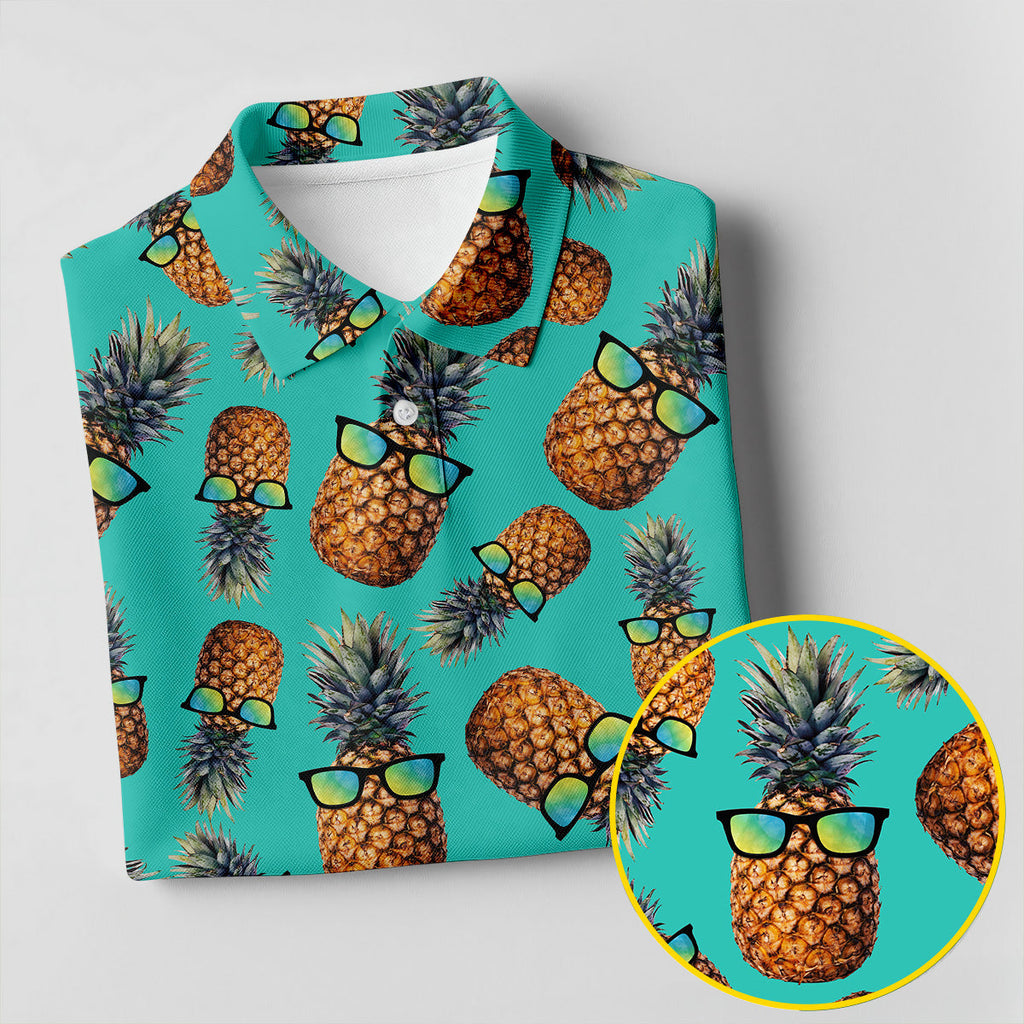 Cool Pineapple Tropical Theme Hawaiian Golf Shirt, Polo Shirts For Men, Golfing Apparel