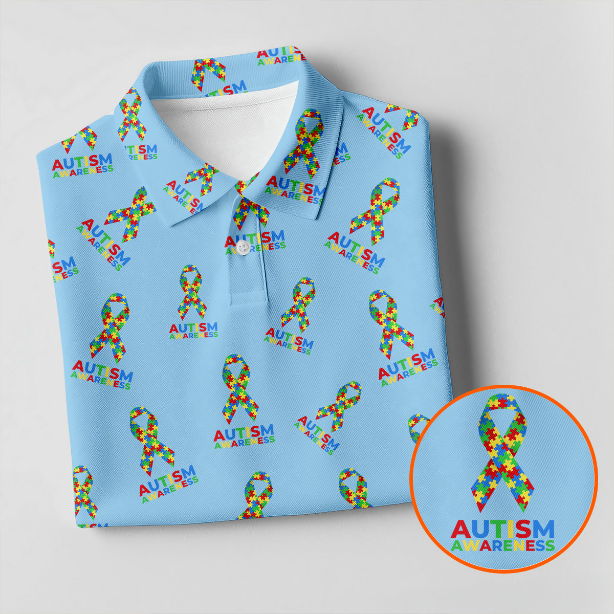 Autism Awareness Colors Autism Ribbon Blue Golf Shirt, Golf Tops For Men, Golf Shirts For Men