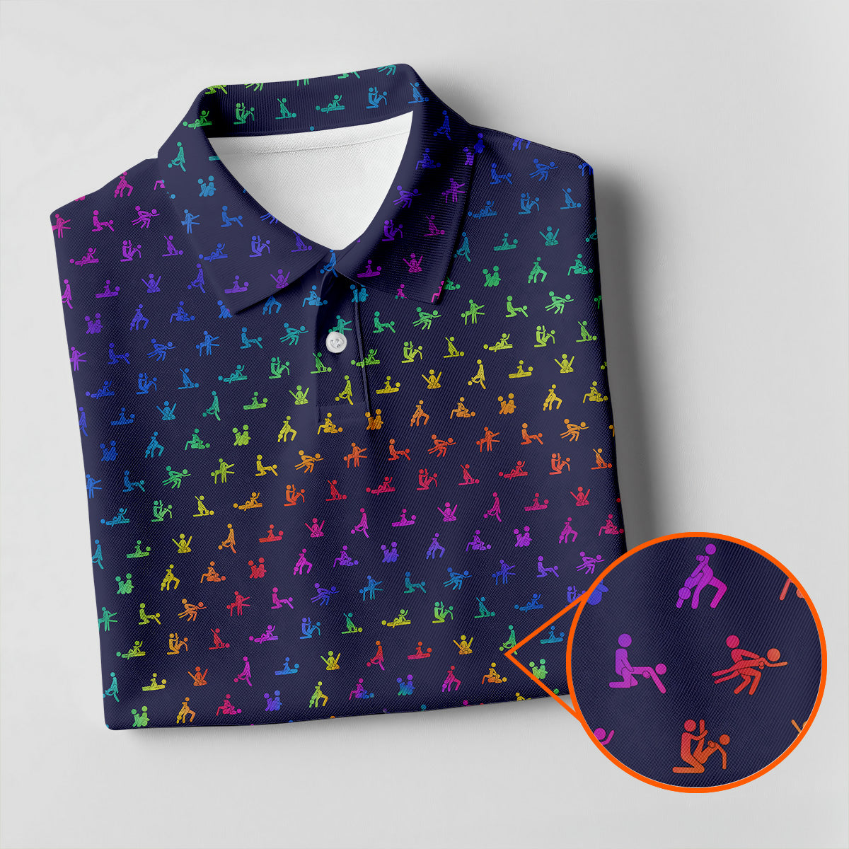 Naughty Position Adult Humor Rainbow Effect Men's Golf Polo Shirt Golf Gift For Men, Golf Shirts For Men