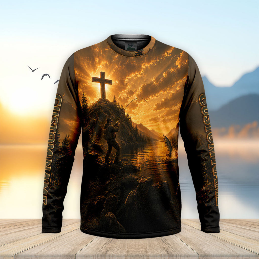 Custom He Called Me To Fish Matthew 419 UPF Shirt, Mens Fishing Shirt, Long Sleeve Fishing Shirt