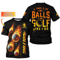 Fire Golf Ball Men's Golf Polo Shirt, Golfing Apparel, Mens Golf Gift, Gift For Golf Lovers
