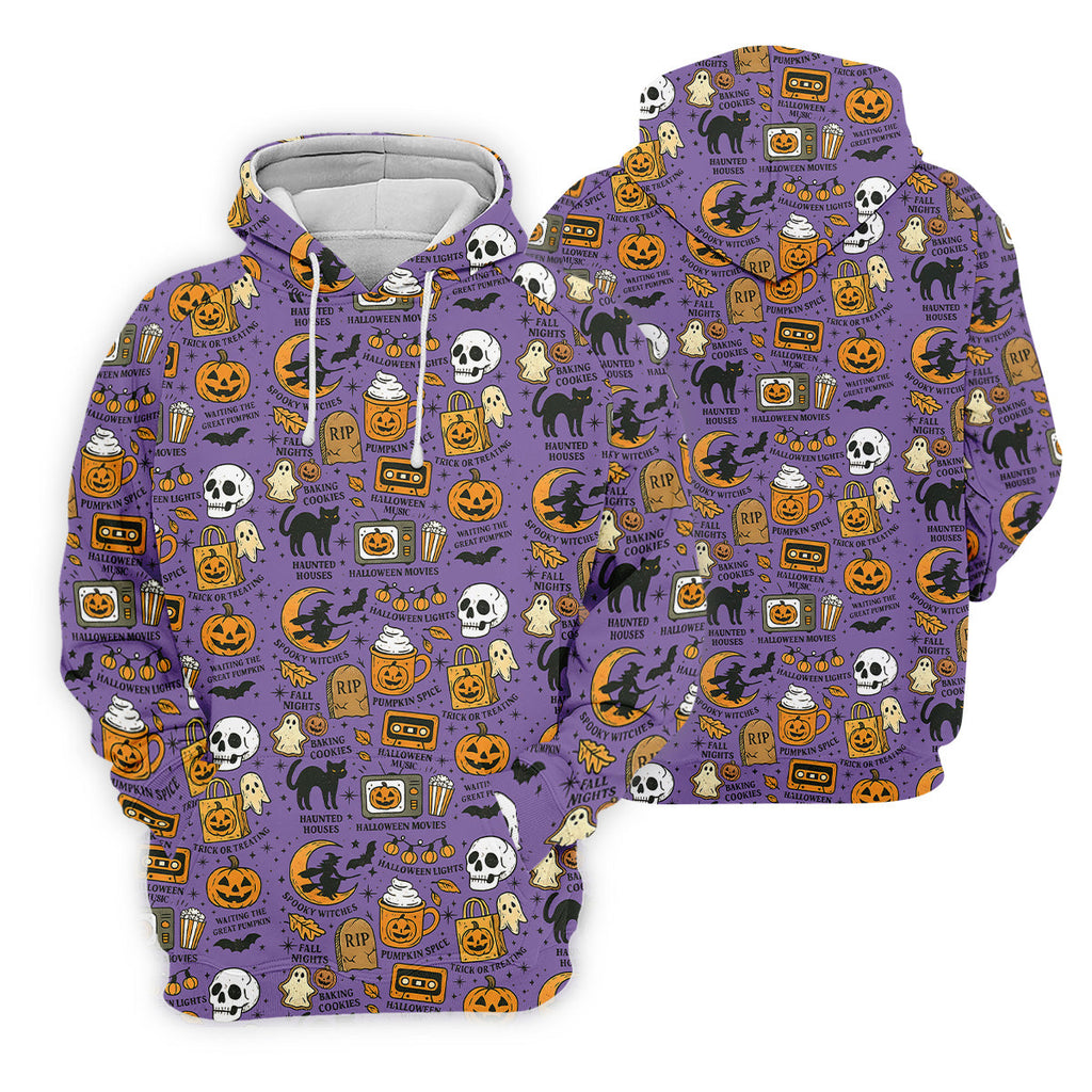 Purple Halloween Skull Golf Shirt, Spooky Cat, Mens Golf Polo Shirts, Halloween Theme Shirts, Golfing Apparel