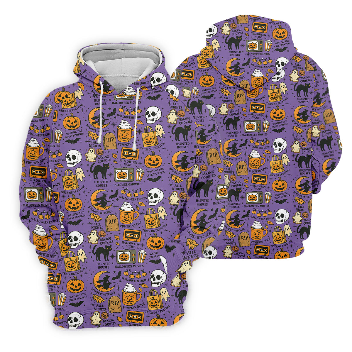 Purple Halloween Skull Golf Shirt, Spooky Cat, Mens Golf Polo Shirts, Halloween Theme Shirts, Golfing Apparel