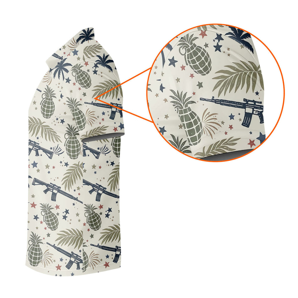 Pineapple Grenade 250 Years Tropical Theme Retro Golf Shirt, Patriotic 4th Of July Polo Shirts For Men