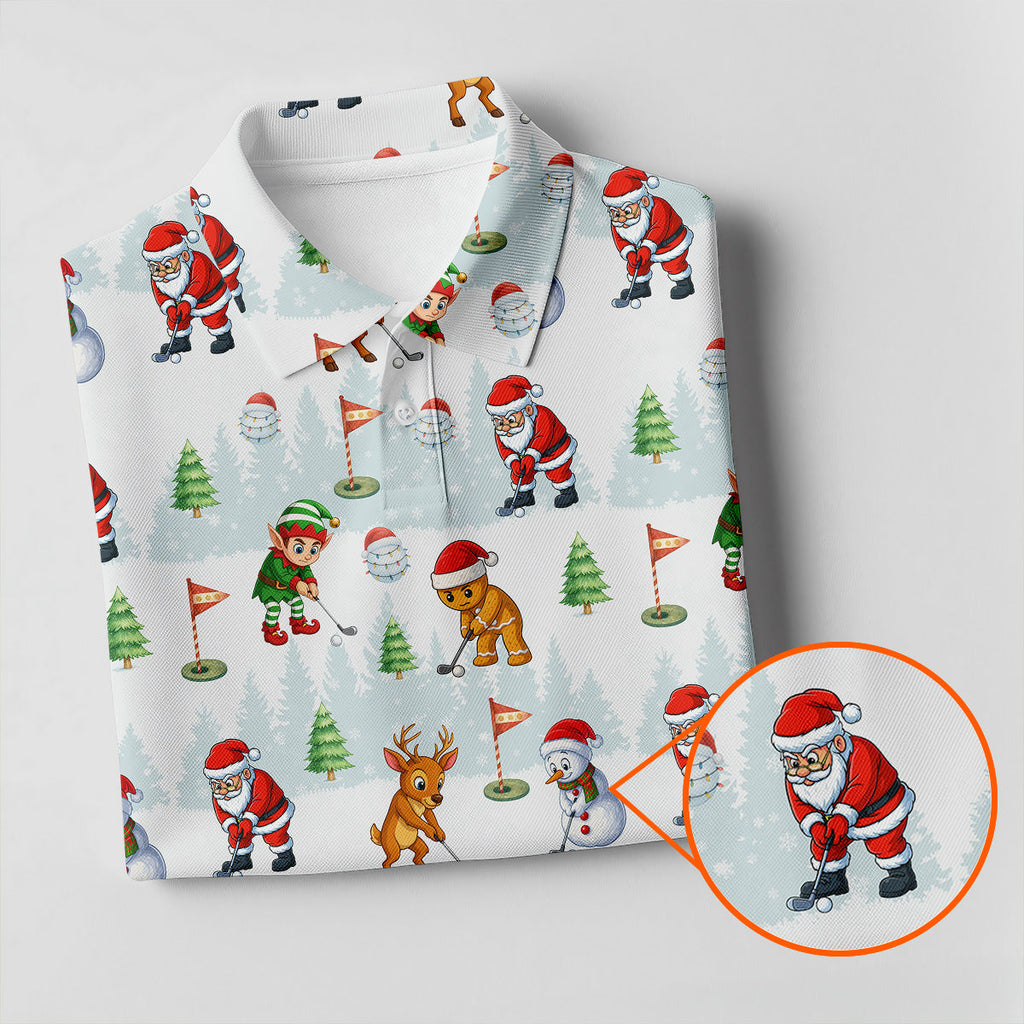 Classic Christmas Characters Golf Tops For Men, Cute Golf Outfit, Fun Golf Shirts For Men, Christmas Golf Shirt