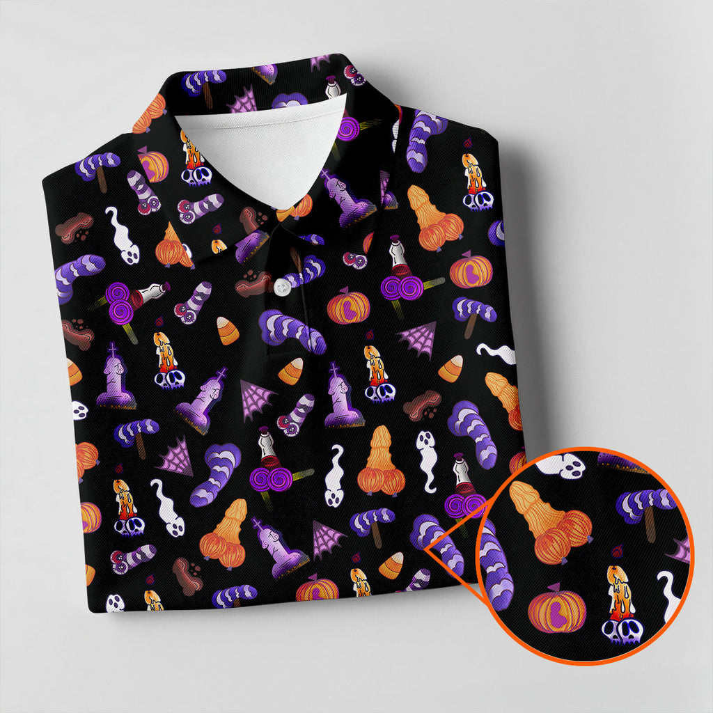 Funny Dirty Black And Purple Halloween Golf Shirt, Fun Golf Shirts For Men, Cool Golf Gift, Halloween Gift
