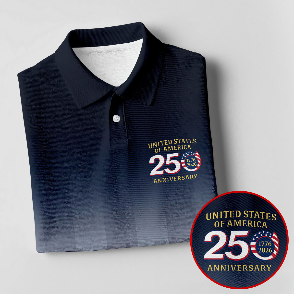 USA 250 Anniversary American Flag Golf Shirt, Patriotic 4th Of July Golf Shirts For Men