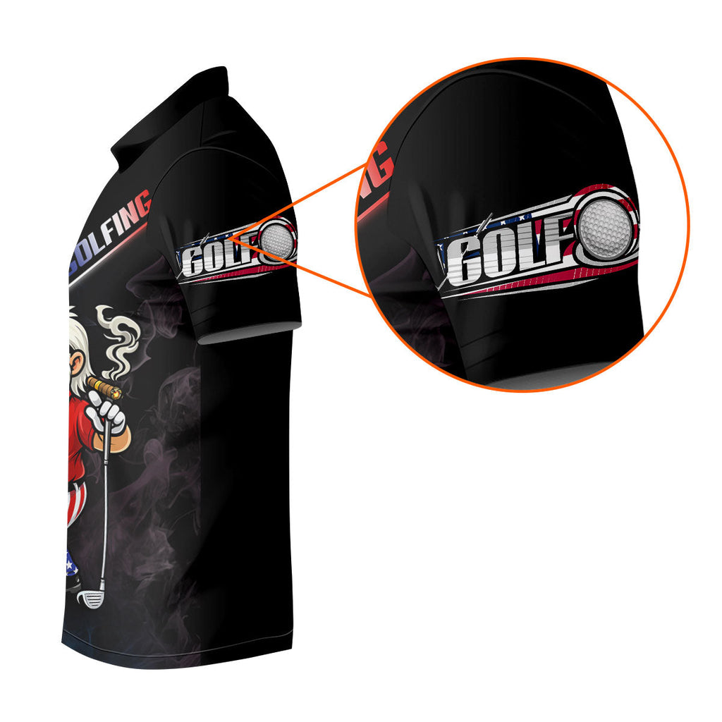 Patriotic Man Golf And Beer Custom Name Funny 4th Of July Golf Shirt, 250th Anniversary Golf Shirts For Men