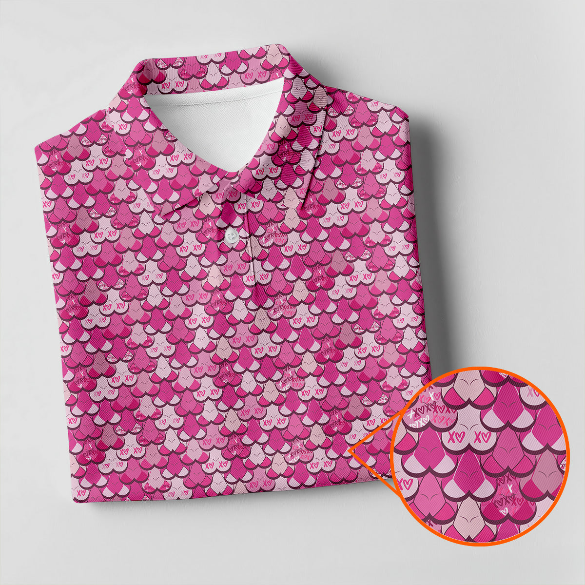 Naughty Fun XOXO Pink Golf Tops For Men, Valentines Golf Gift, Golf Gift For Men, Golf Shirts For Men
