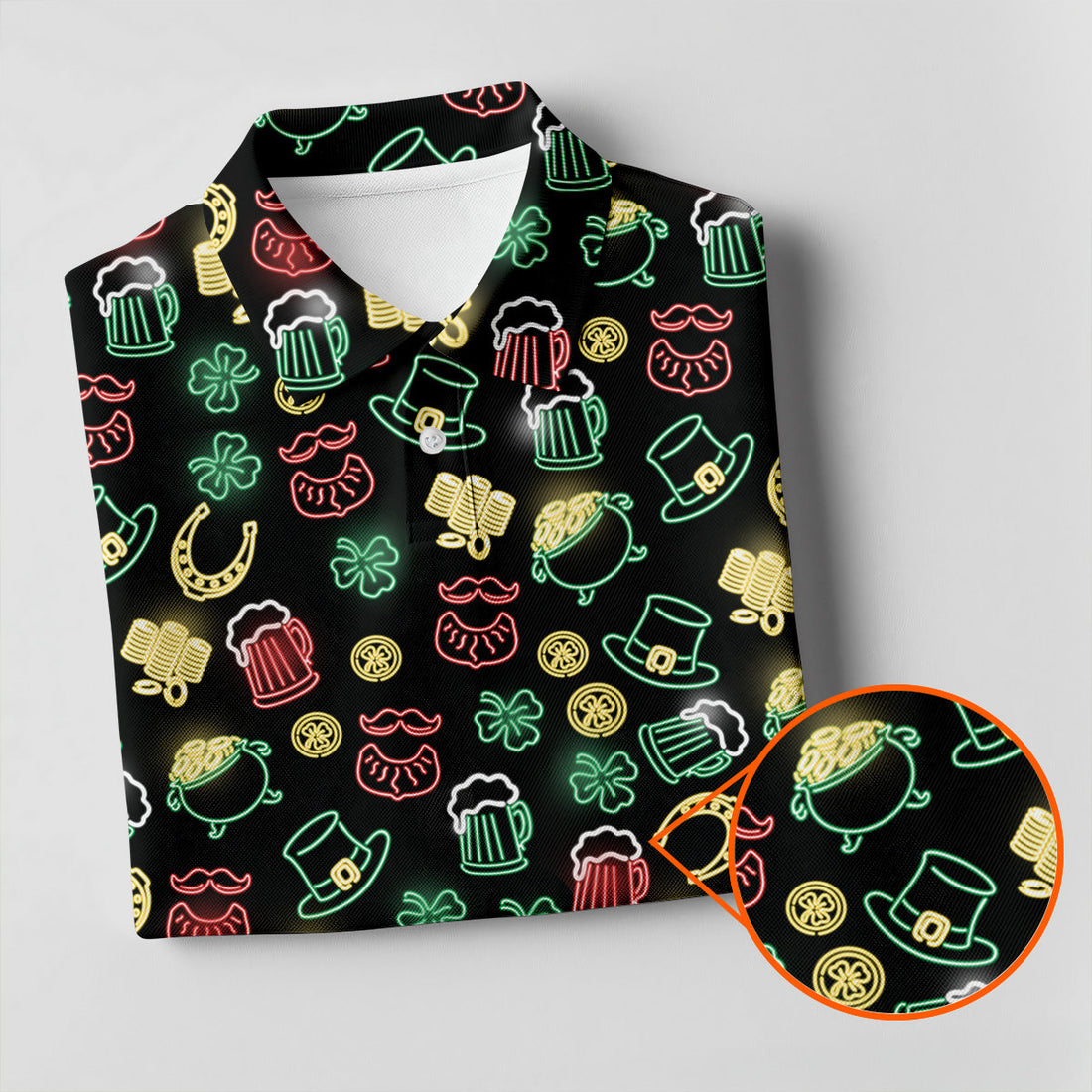 Leprechaun Hats Gold Coins Pot St Patrick's Day Shamrock Golf Shirt, Polo Shirts For Men, Golf Shirts For Men