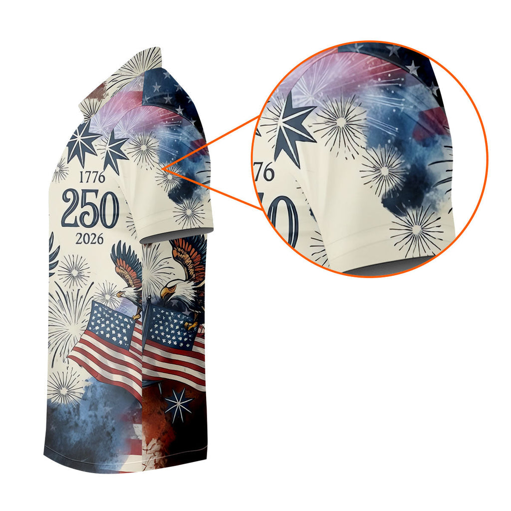 United States 250th Anniversary Patriotic Eagle Vintage Golf Shirt, 4th Of July Golf Shirts For Men