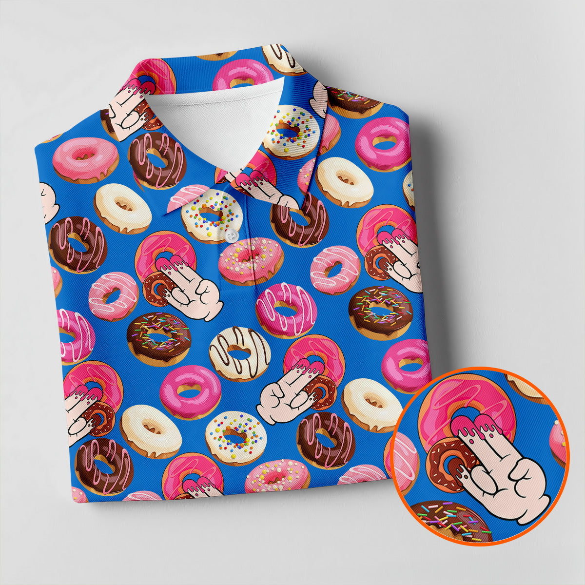 Funny Donut Adult Humor Blue And Pink Fun Golf Shirts For Men, Valentines Golf Gift, Polo ShirtFor Men