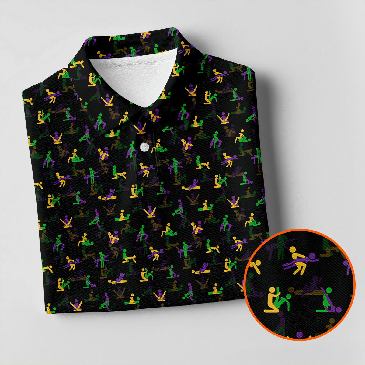 Naughty Position Stick Figure Couple Mardi Gras Black Golf Shirt, Polo Shirts For Men, Golf Shirts For Men
