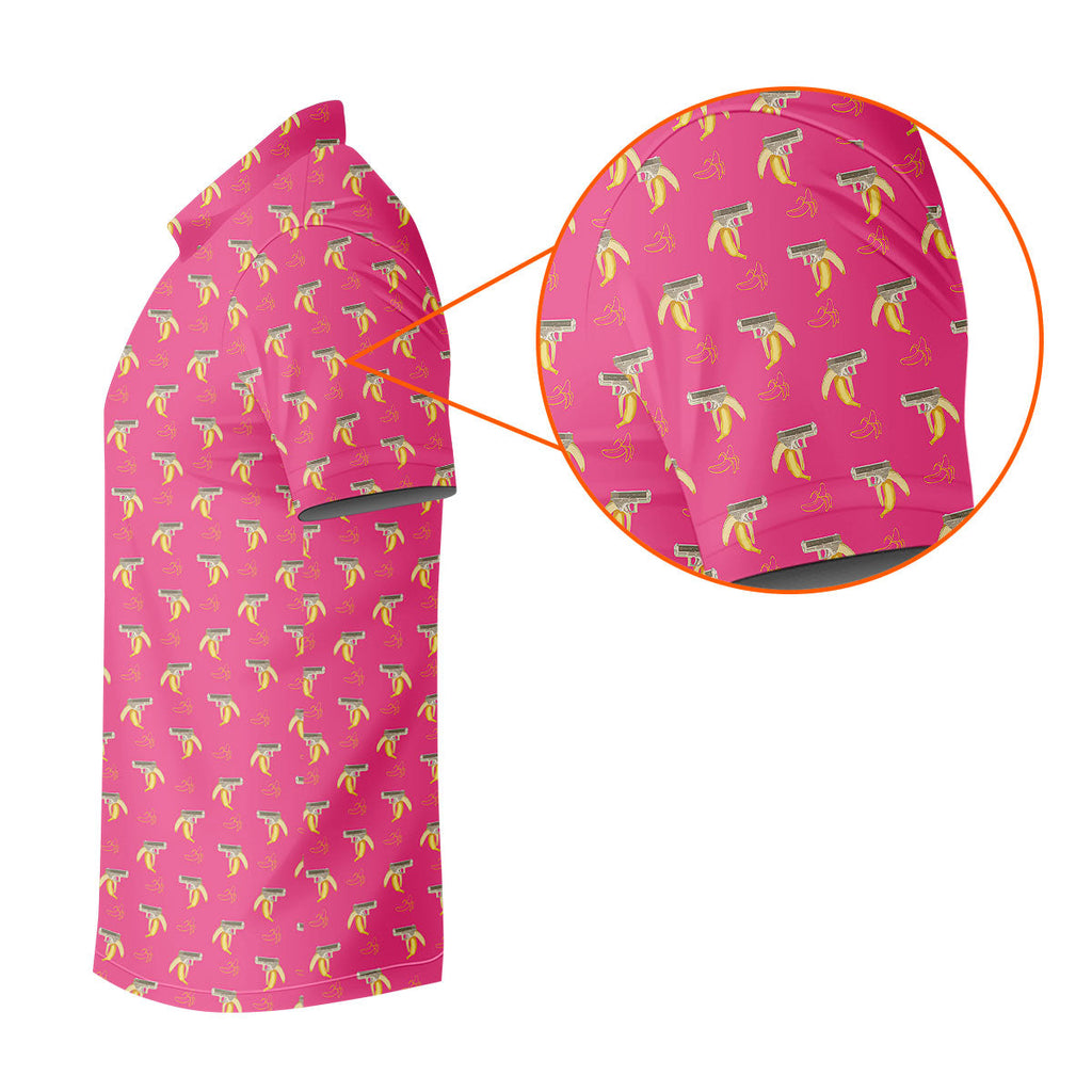 Funny Banana Hot Pink Golf Shirt, Golf Tops For Men, Golf Shirts For Men, Polo Shirts For Men
