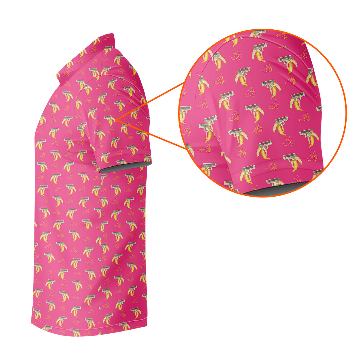 Funny Banana Hot Pink Golf Shirt, Golf Tops For Men, Golf Shirts For Men, Polo Shirts For Men