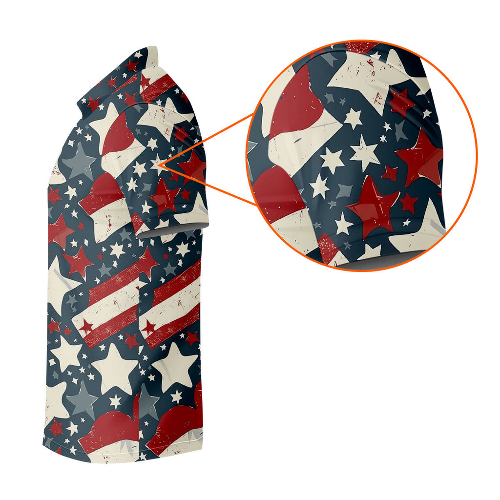 Distressed Texas Flag Golf Shirt, 250 Years Patriotic 4th Of July Golf Shirts For Men
