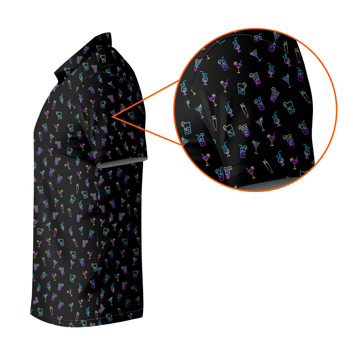Neon Cocktail Retro Golf Shirt, Golf Tops For Men, Polo ShirtFor Men, Golf Shirts For Men