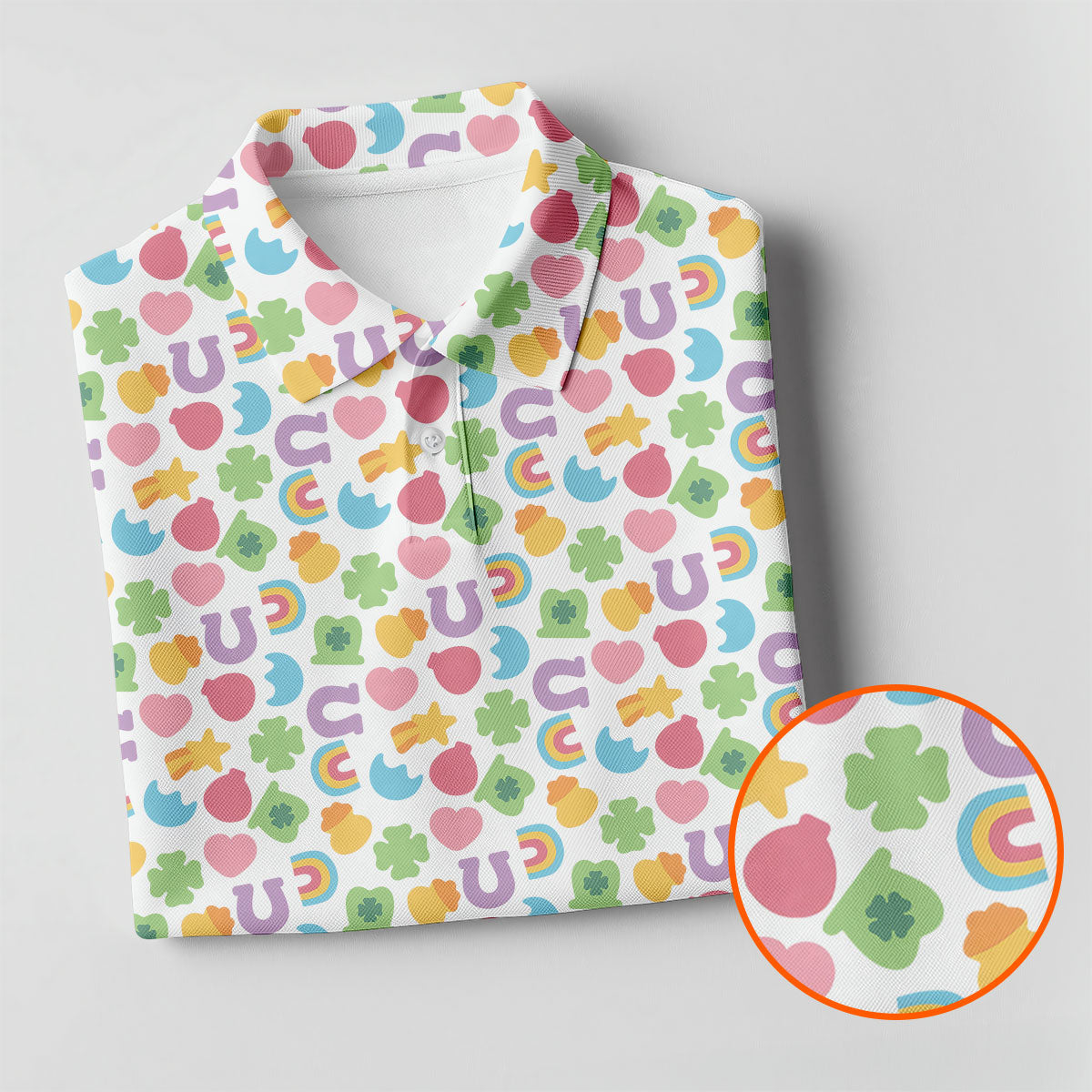 St Patrick's Day Lucky Charms White Golf Shirt, Cute Golf Outfit, Polo Shirts For Men, Golf Shirts For Men