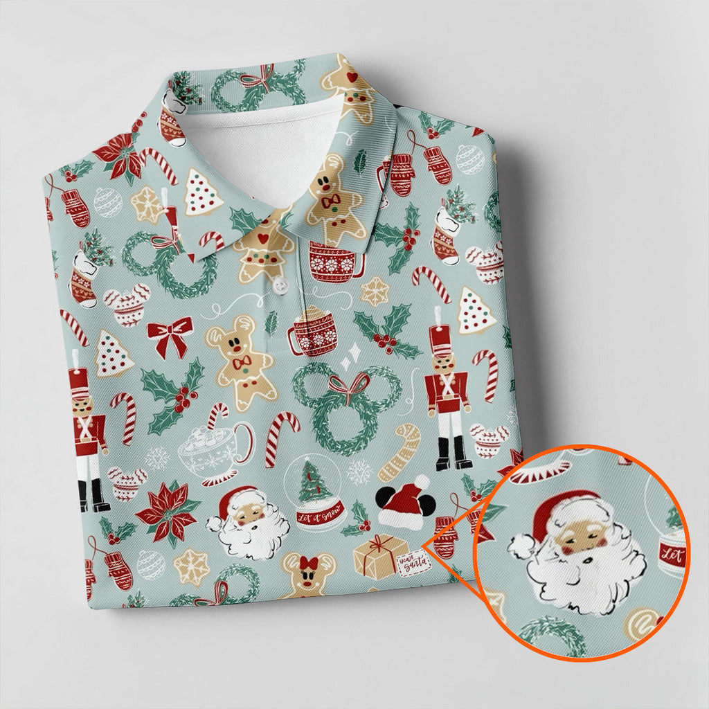 Cute Cartoon Christmas Sweets Golf Tops For Men, Christmas Golf Shirt, Polo Shirts For Men, Golf Gift For Men
